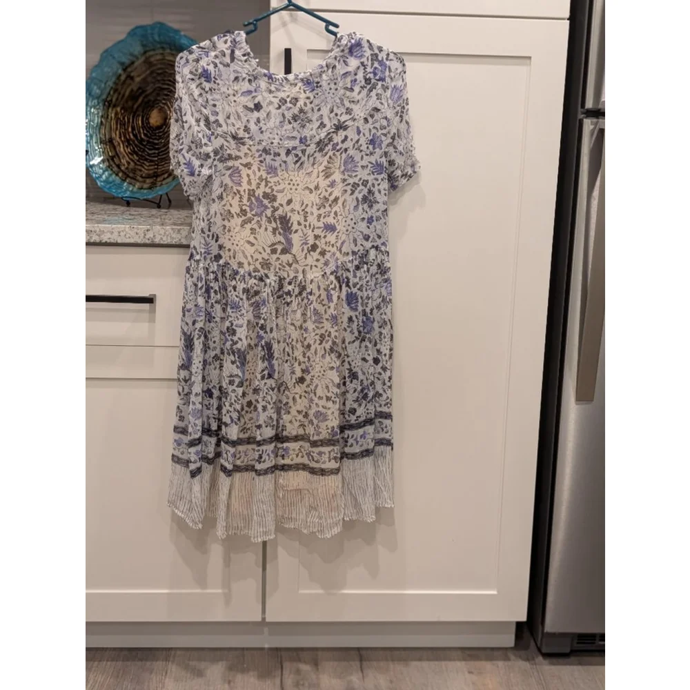 Women's Maeve Floral Print Mini Dress Size 2 White Blue - Picture 5 of 9